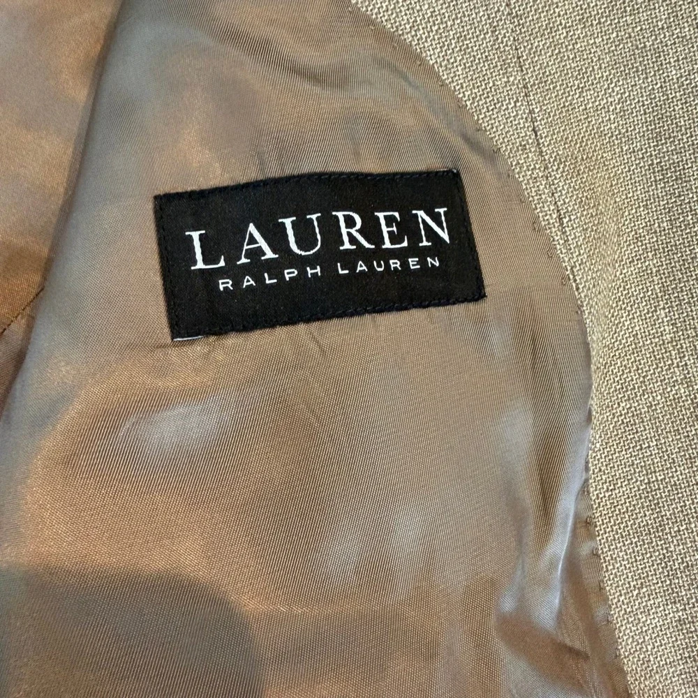 Lauren Ralph Lauren Mens 44L Tan Linen Blend 2 Button Blazer Sport Coat‎ Jacket
